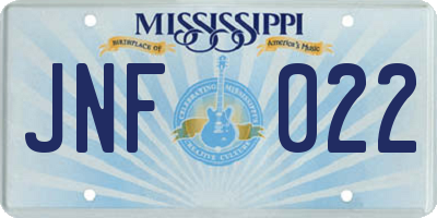 MS license plate JNF022