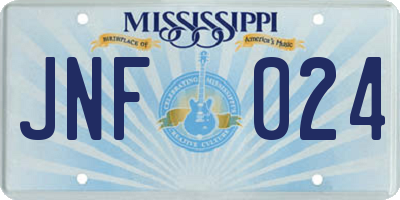 MS license plate JNF024