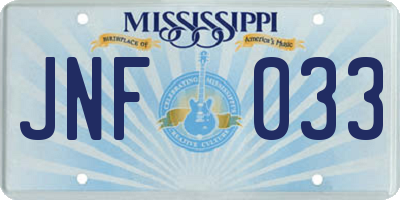 MS license plate JNF033