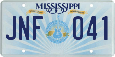 MS license plate JNF041