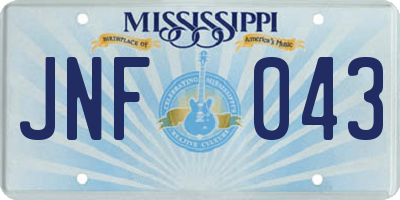 MS license plate JNF043