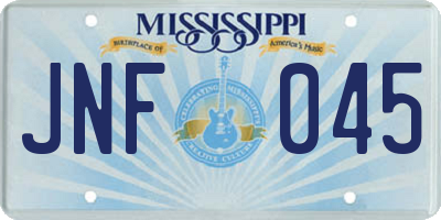 MS license plate JNF045