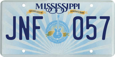 MS license plate JNF057