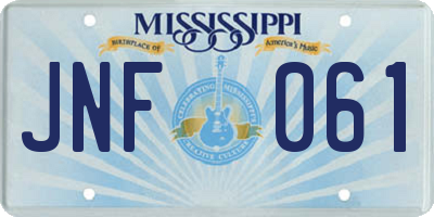 MS license plate JNF061
