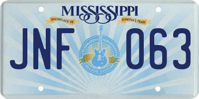 MS license plate JNF063