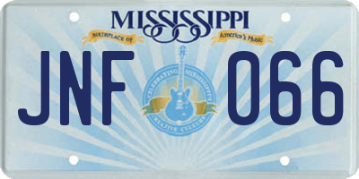 MS license plate JNF066