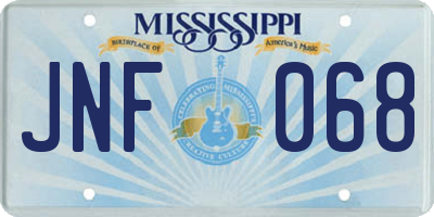MS license plate JNF068
