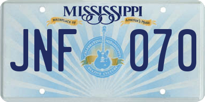 MS license plate JNF070