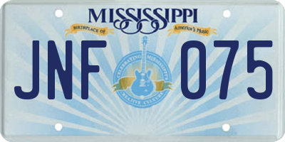 MS license plate JNF075