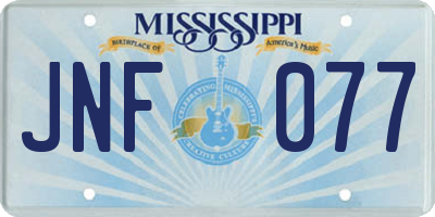 MS license plate JNF077