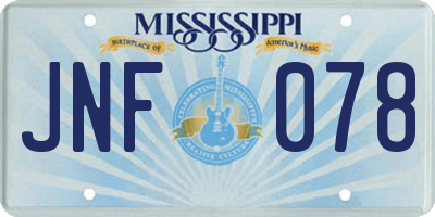 MS license plate JNF078