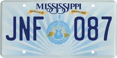 MS license plate JNF087