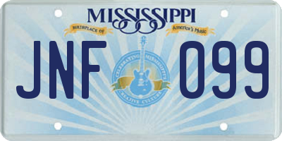 MS license plate JNF099