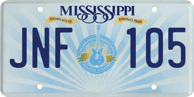 MS license plate JNF105