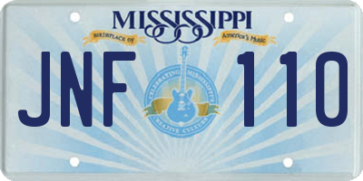 MS license plate JNF110