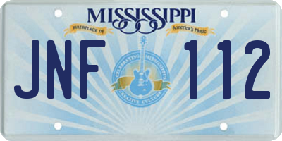 MS license plate JNF112