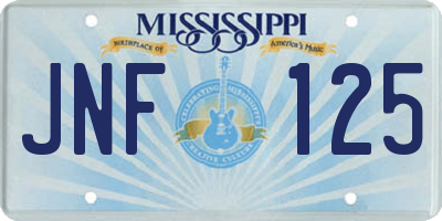 MS license plate JNF125