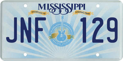 MS license plate JNF129