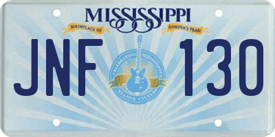 MS license plate JNF130