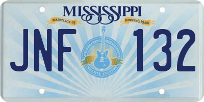 MS license plate JNF132