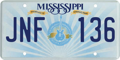MS license plate JNF136