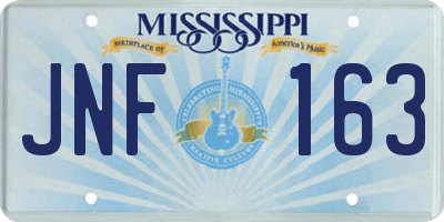 MS license plate JNF163