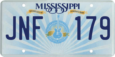 MS license plate JNF179