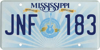 MS license plate JNF183