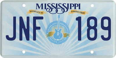 MS license plate JNF189