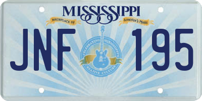 MS license plate JNF195