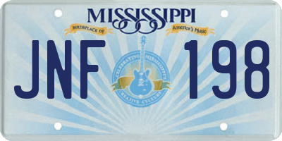MS license plate JNF198