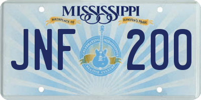 MS license plate JNF200