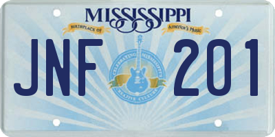 MS license plate JNF201