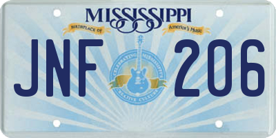 MS license plate JNF206