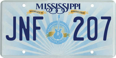 MS license plate JNF207