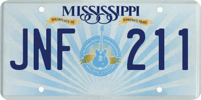MS license plate JNF211
