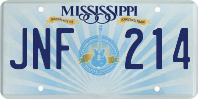 MS license plate JNF214