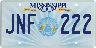 MS license plate JNF222