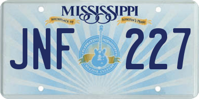 MS license plate JNF227