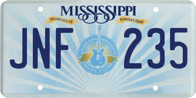 MS license plate JNF235