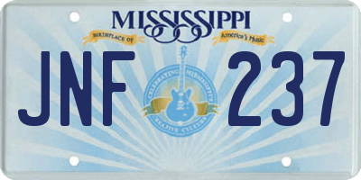 MS license plate JNF237