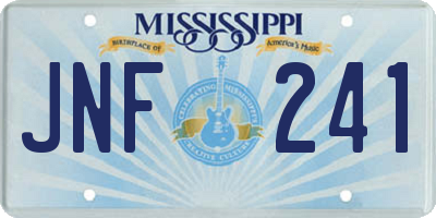 MS license plate JNF241