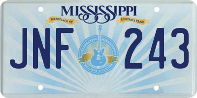 MS license plate JNF243