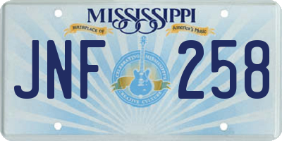 MS license plate JNF258