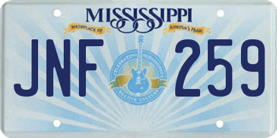 MS license plate JNF259