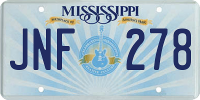 MS license plate JNF278