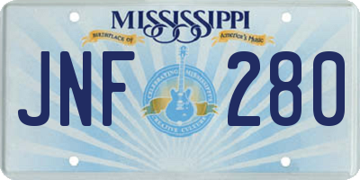 MS license plate JNF280