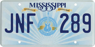MS license plate JNF289