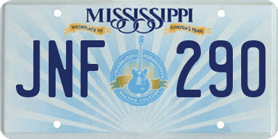 MS license plate JNF290