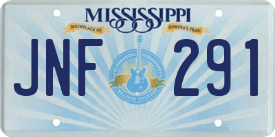 MS license plate JNF291